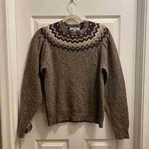 Frame Fair Isle Puff Sleeve Sweater- Medium